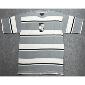 Koman Jeans Thermal Shirt Mens L Gray White Y2K Deadstock Short Sleeve New